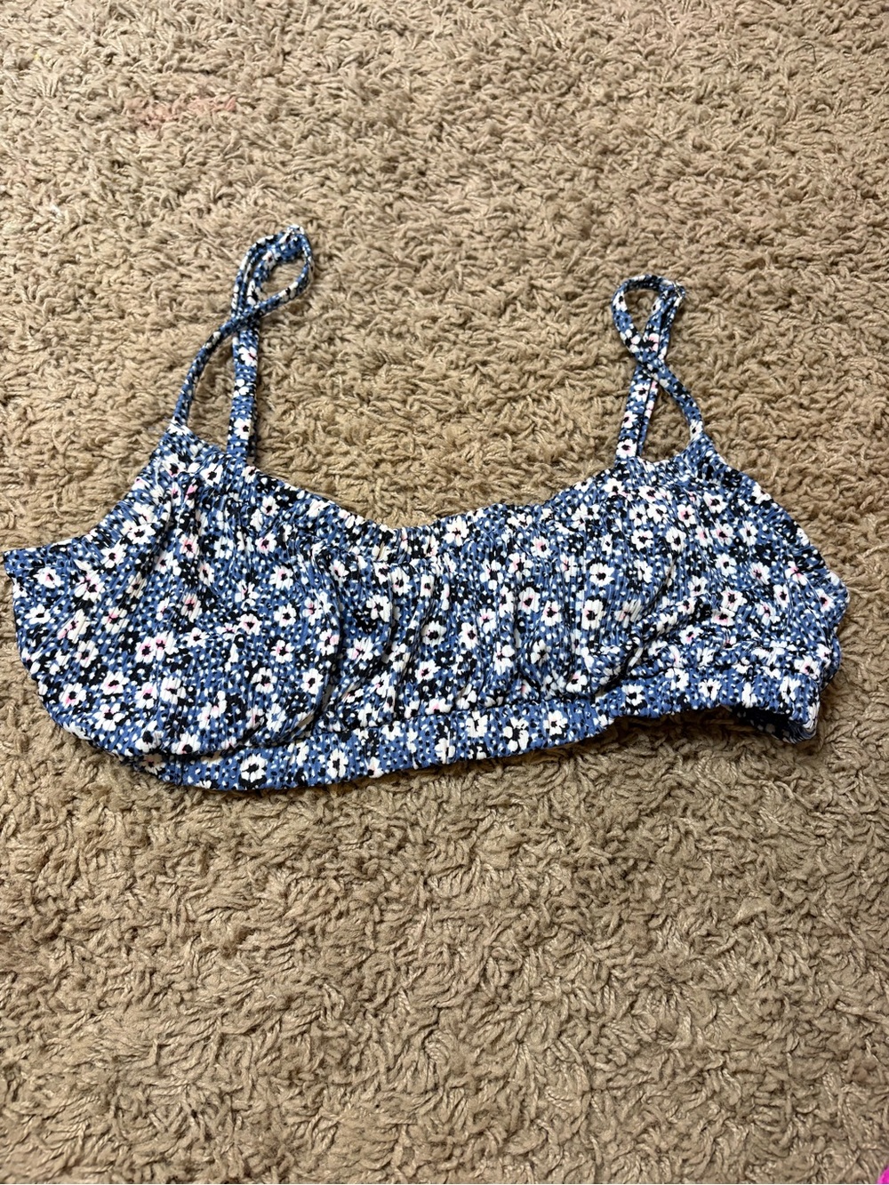 wild fable Blue Floral Smocked Bikini Top